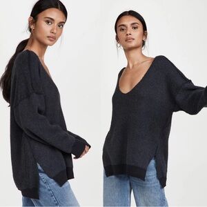 NWOT Free People, Dark Grey Sweater Weather V-Neck